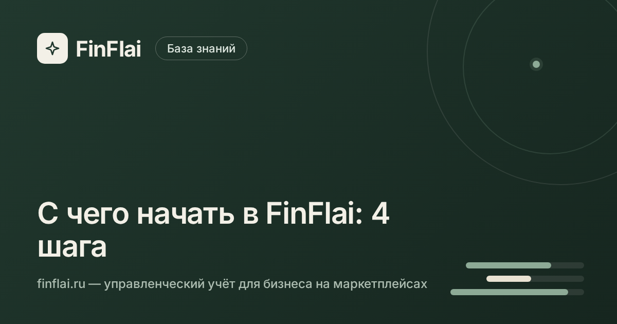 Четыре шага настройки учёта — схематичная метафора пути от старта к рабочему дашборду